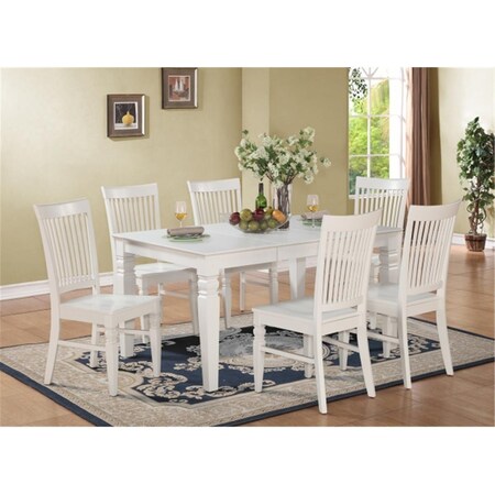 East West Furniture 7PC Weston Rectangular Dining Table and 6 Wood Seat Chairs WEST7-WHI-W
